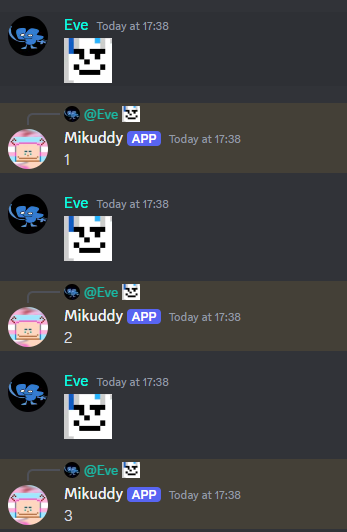 A Discord chat showing off the Mikuddy bot